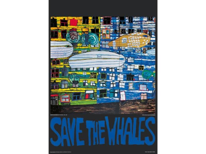 Hundertwasser Art Poster - Save the Whales (777C)