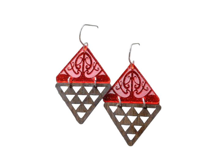 Niho Taimana I Red Glitter Earrings - Nichola