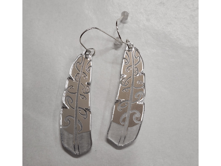 Te Raukura Silver Large Earrings - Nichola