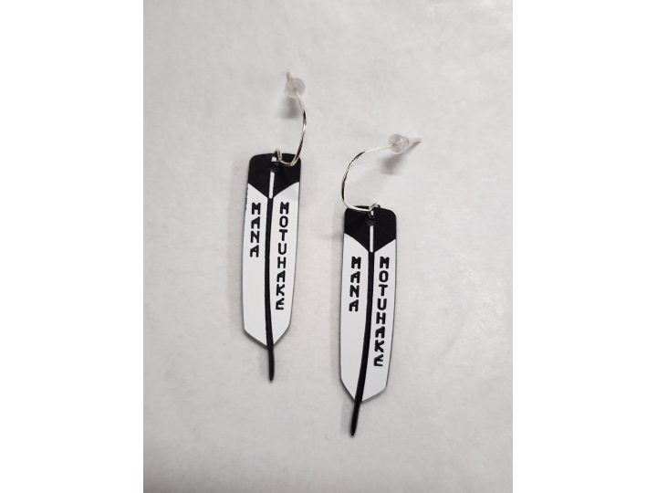 Mana Motuhake Feather White Earrings - Nichola