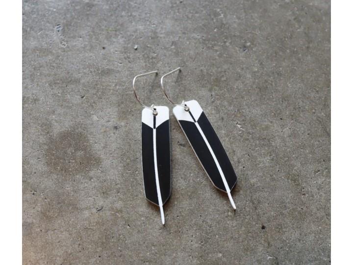 Huia Feather Black Earrings