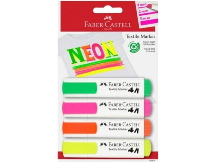 Faber Castell Textile Neon Markers 4pk