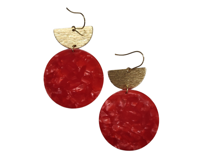 Red Round Suman Earrings