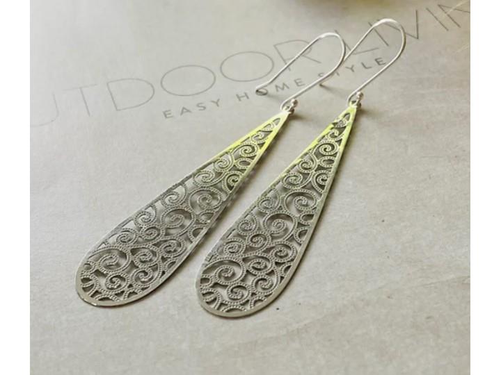 Filagree Long Tear Drop Earrings