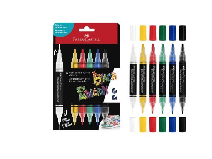 Faber Castell Black Edition Shake & Paint Acrylic Markers Classic 6pk