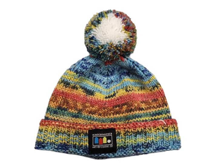 Beautifully Hand Knitted Child’s Hat – Opal Wool, Hundertwasser 988 “Kiss in the Rain”