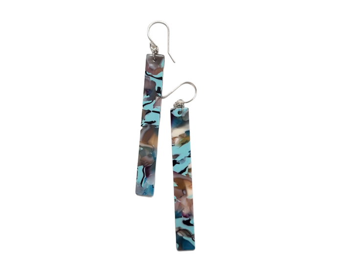 Blue Sea Acrylic Rod Earrings