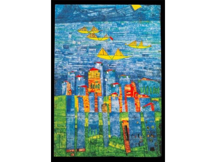 Hundertwasser Art Card (117) Yellow Ships
