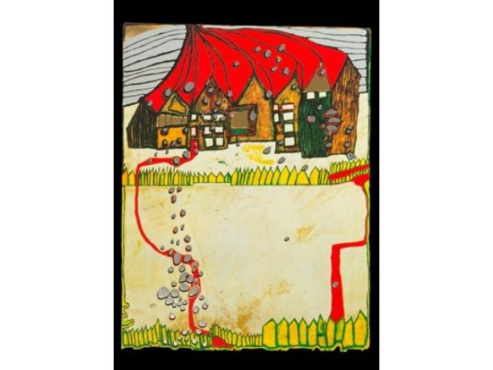Hundertwasser Art Card (557) Houses In The Snow - Retired