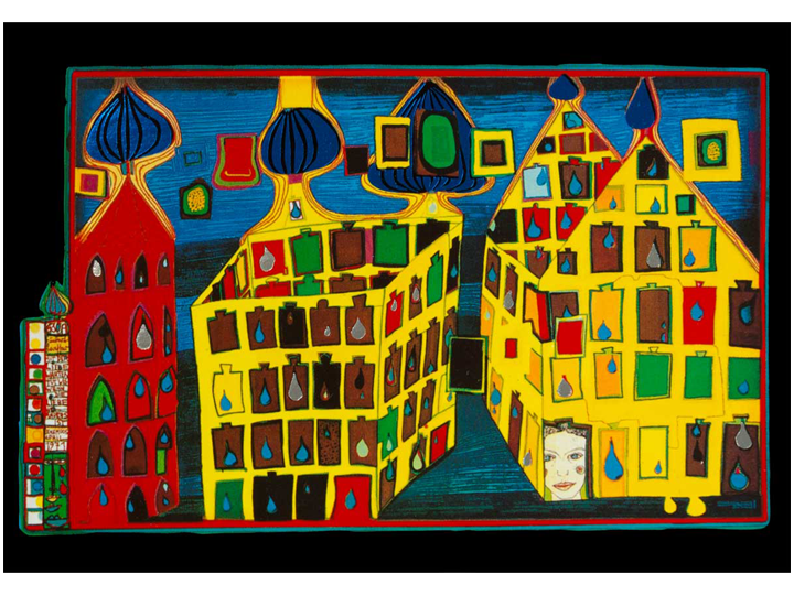 Yellow Houses - Hurts to Wait (630A) - Hundertwasser Art Card