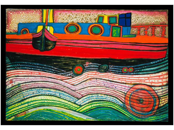 Regentag on Waves of Love (697) - Hundertwasser Art Card