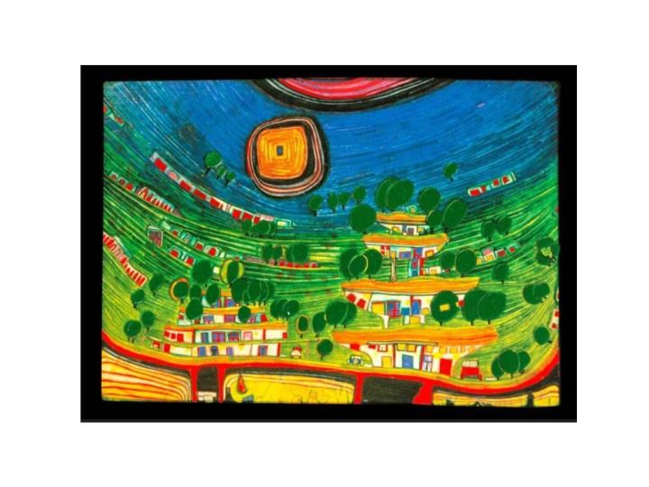 Hundertwasser Art Card (699) Houses Are Hanging