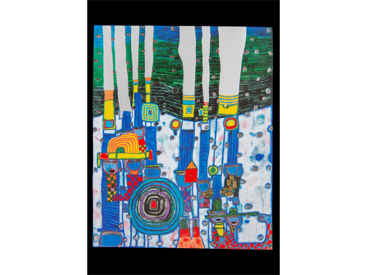 Blue Blues (944) - Hundertwasser Art Card