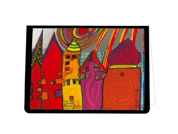 Hundertwasser Greeting Card Waiting Houses (637A)