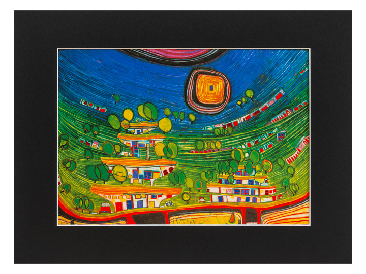 The Houses are Hanging (699) - Hundertwasser Print 40cm x 30cm
