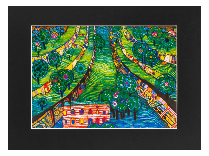 Green Town (781) - Hundertwasser Print 40cm x 30cm