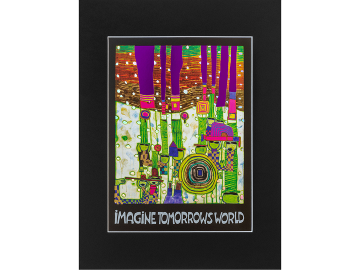 Imagine Tomorrow's World Green (944C) - Hundertwasser Print 30cm x 40cm