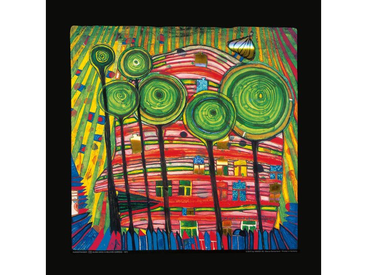 Blobs Grow in Beloved Gardens (745) - Hundertwasser Art Poster 48cm x 48cm