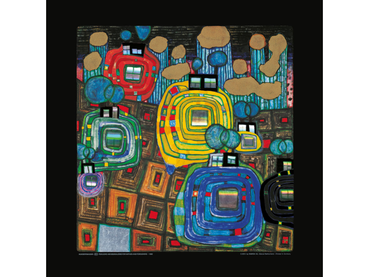 Pavilions and Bungalows (814) - Hundertwasser Art Poster 48cm x 48cm