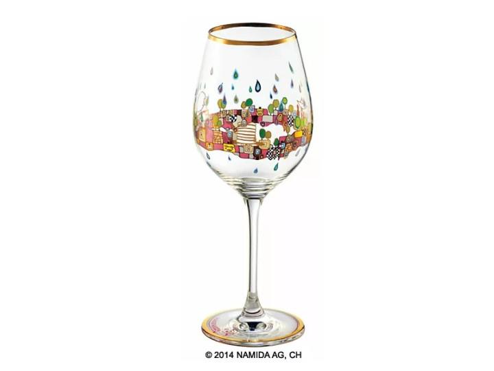 Hundertwasser Wine Glass Gold Rim Red (4)