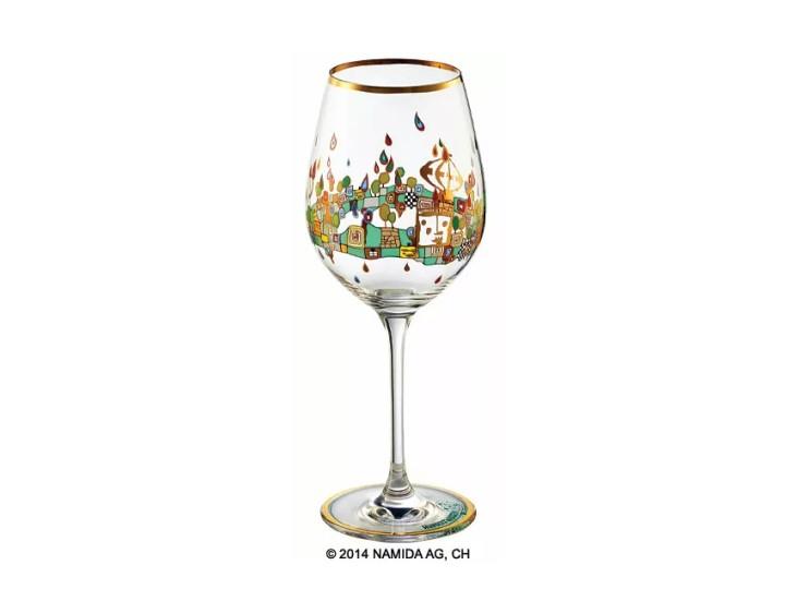 Hundertwasser Wine Glass Gold Rim Green (6)