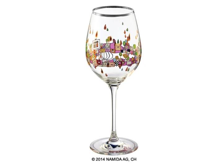 Hundertwasser Wine Glass Platnium Rim Purple(1)
