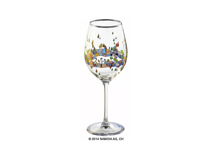 Hundertwasser Wine Glass Platnium Rim Blue (5)