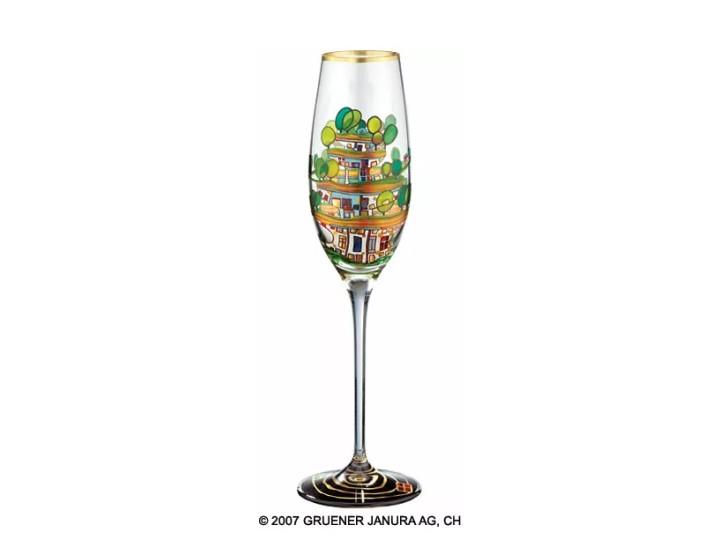 Hundertwasser Sparkling Glass The Houses are Hanging Underneath the Meadows