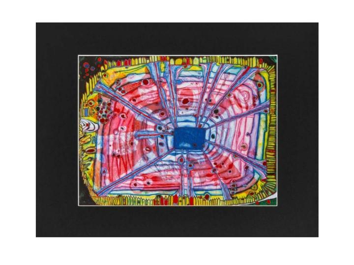 Hundertwasser Mini Print "Rain Of Blood Dropping Into Japanese Waters Located In An Austrian Garden"