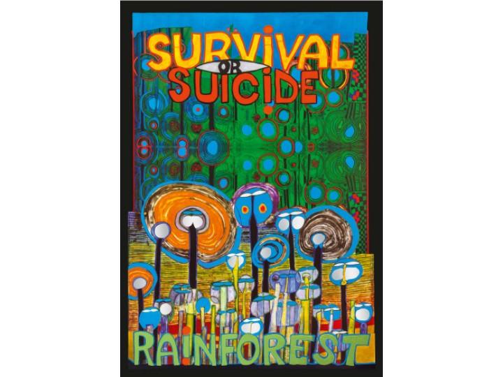 Hundertwasser Art Card (895B) Survival or Suicide - Rainforest