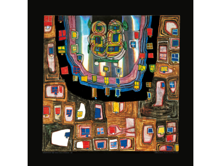 Birth of a Car (886) - Hundertwasser Art Poster 48cm x 48cm