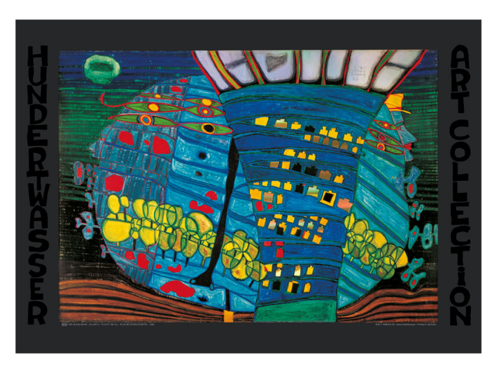 2026 July Sale - The Blue Moon (650) - Hundertwasser Art Poster 67cm x 48cm Was $119 Now $71.40
