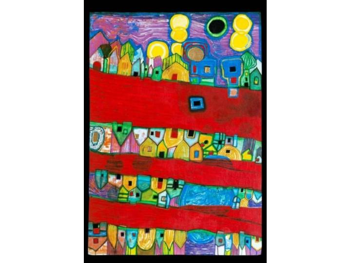 Hundertwasser Art Card (905) Red Rivers Streets of Blood
