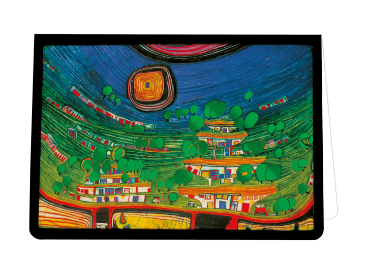 The Houses are Hanging in the Meadows (699) - Hundertwasser Greeting Card