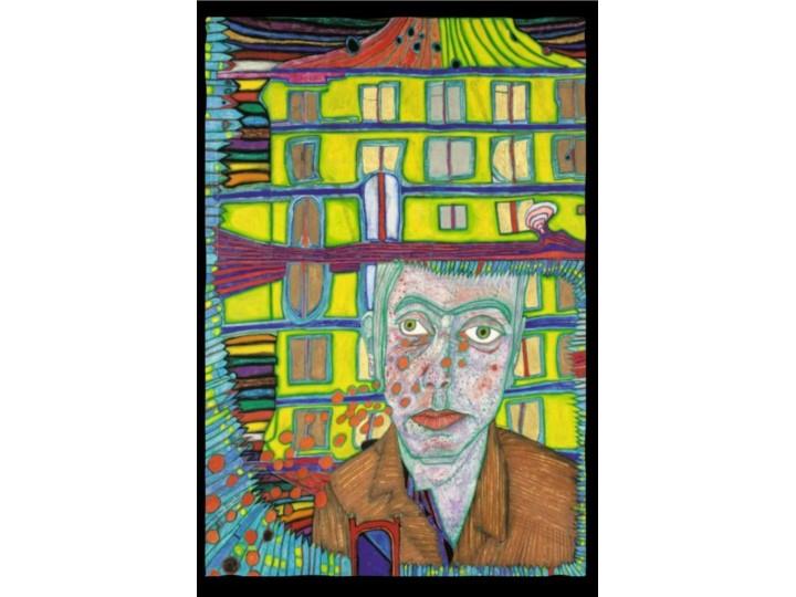 Hundertwasser Matte Art Card - "House Born in Stockholm, Dies in Paris and Myself Mourning it" (615)