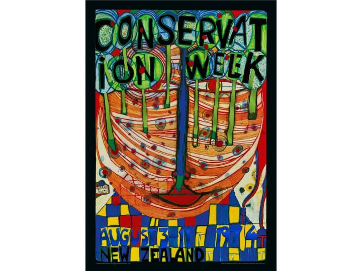 Hundertwasser Art Poster - Conservation Week Green (726A)