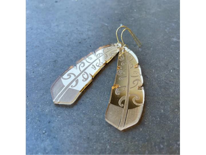 Te Raukura Gold Large Earrings - Nichola