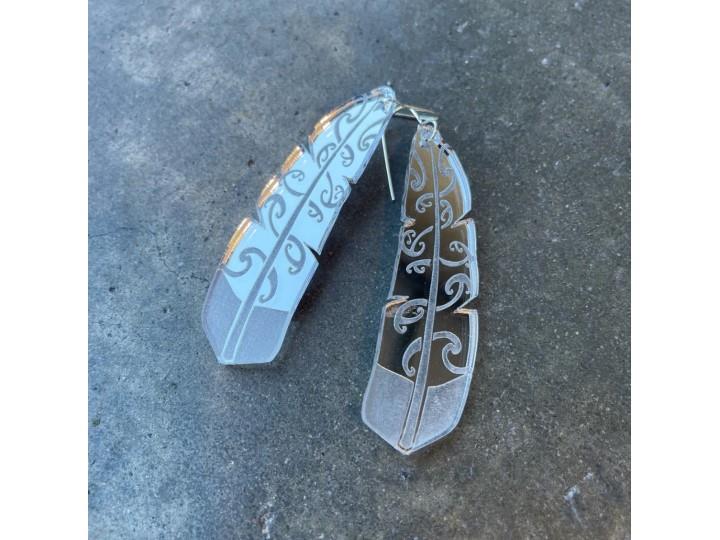 Te Raukura Silver Medium Earrings - Nichola