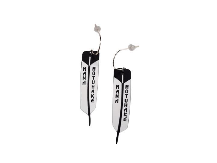 Mana Motuhake Feather White Earrings - Nichola
