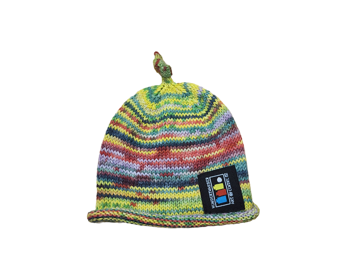 Hand Knitted Newborn Hat – Opal Wool, Hundertwasser (692) The Rain Falls Far From Us