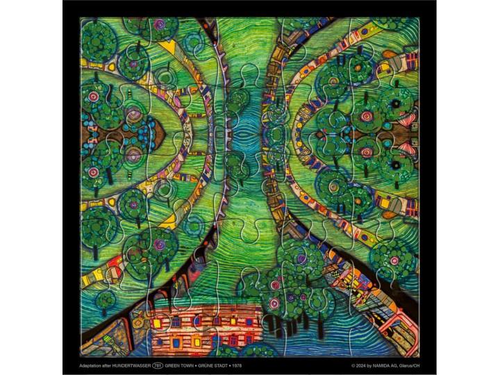 Hundertwasser Puzzle Card Green Town (781)