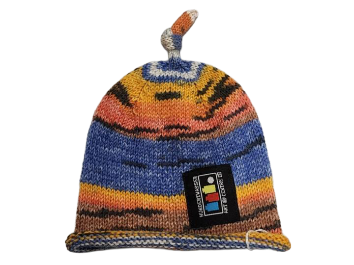 Beautifully Hand Knitted Newborn Hat – Opal Wool, Hundertwasser 831 “Tender Dinghi”