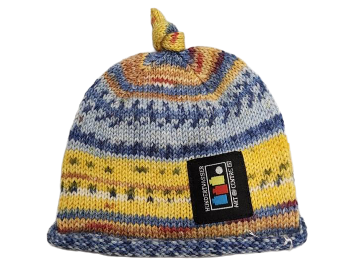 Beautifully Hand Knitted Newborn Hat – Opal Wool, Hundertwasser 805