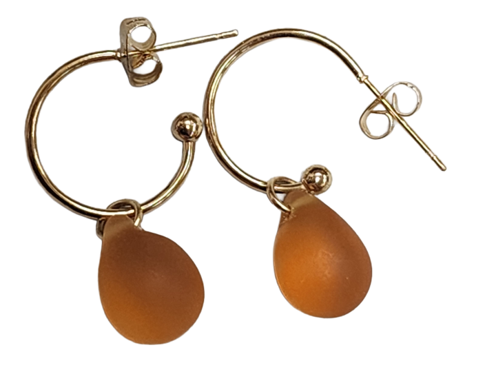 Annulus Seaglass Earring Amber