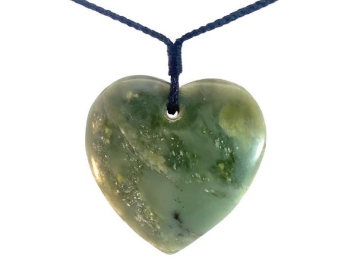 West Coast Inanga Flower Pounamu Heart Pendant