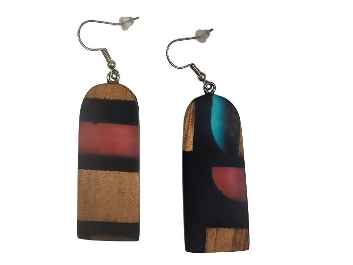 NZ Native Swamp Kauri & Resin Earrings (A)