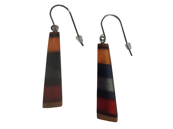 NZ Native Swamp Kauri & Resin Earrings (C)