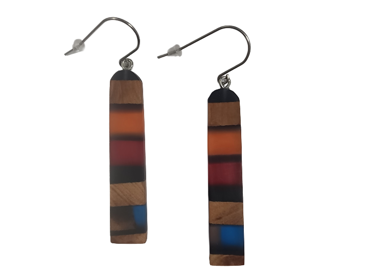 NZ Native Swamp Kauri & Resin Earrings (D)