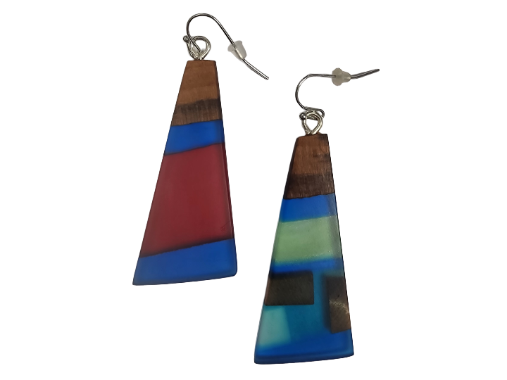 NZ Native Swamp Kauri & Resin Earrings (E)