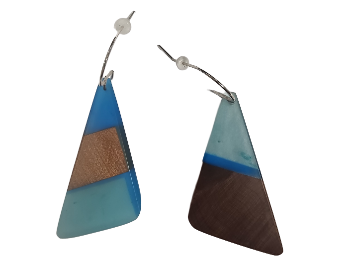 NZ Native Swamp Kauri & Resin Earrings (F)